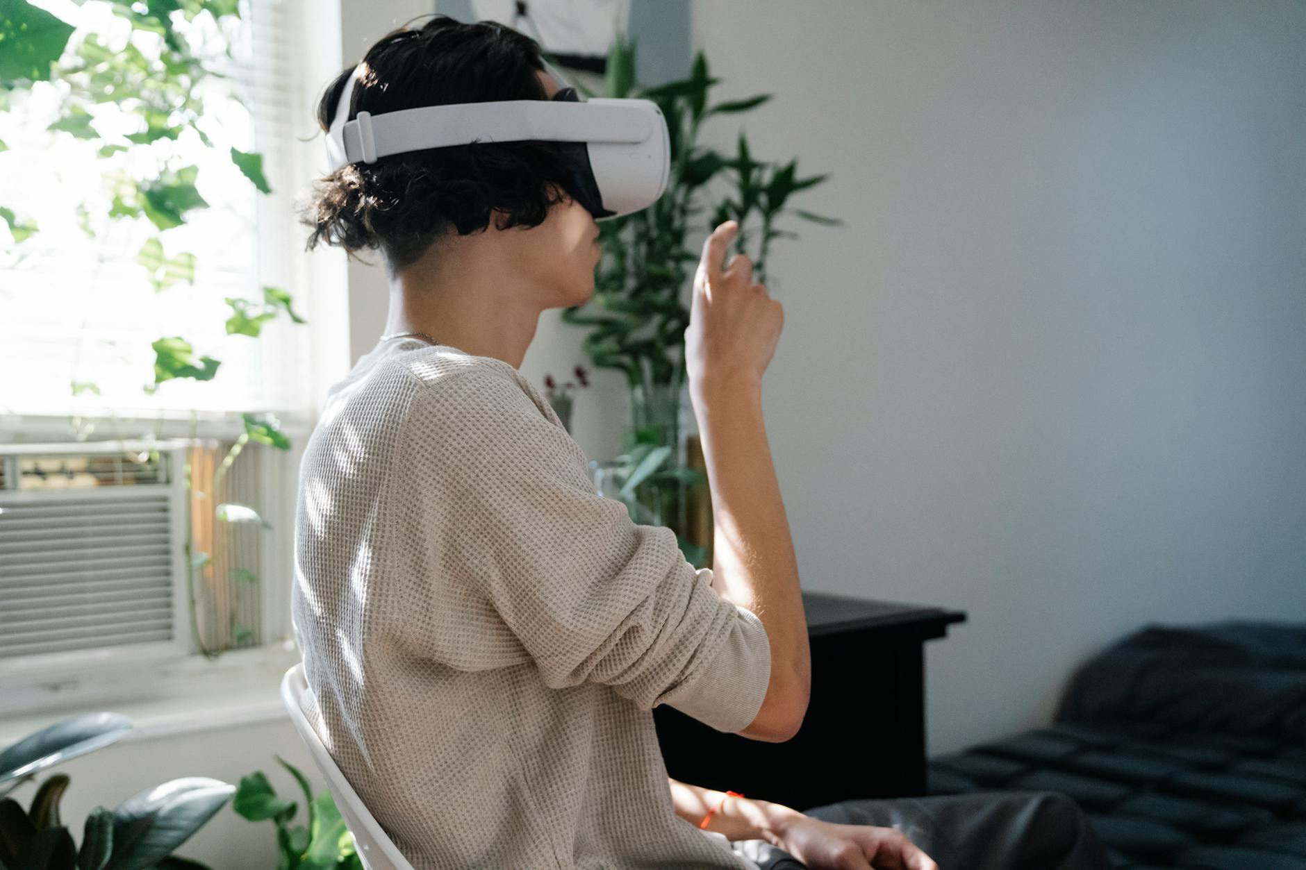A Man Wearing a Virtual Reality Headset